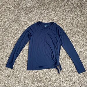 Carve Designs Top Women S Blue Side Tie Long Sleeve Thumbholes Swim Sun Beach